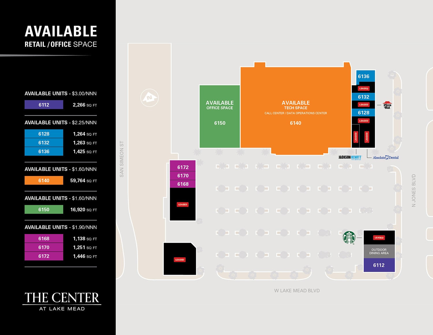 the center at lake mead-available space diagram b